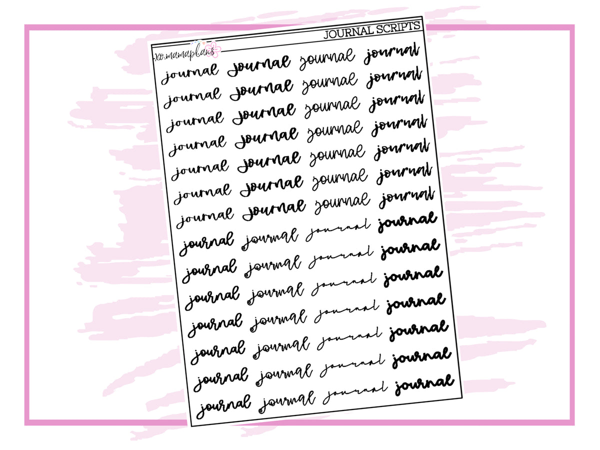 Journal Script Stickers – xoMamaPlans