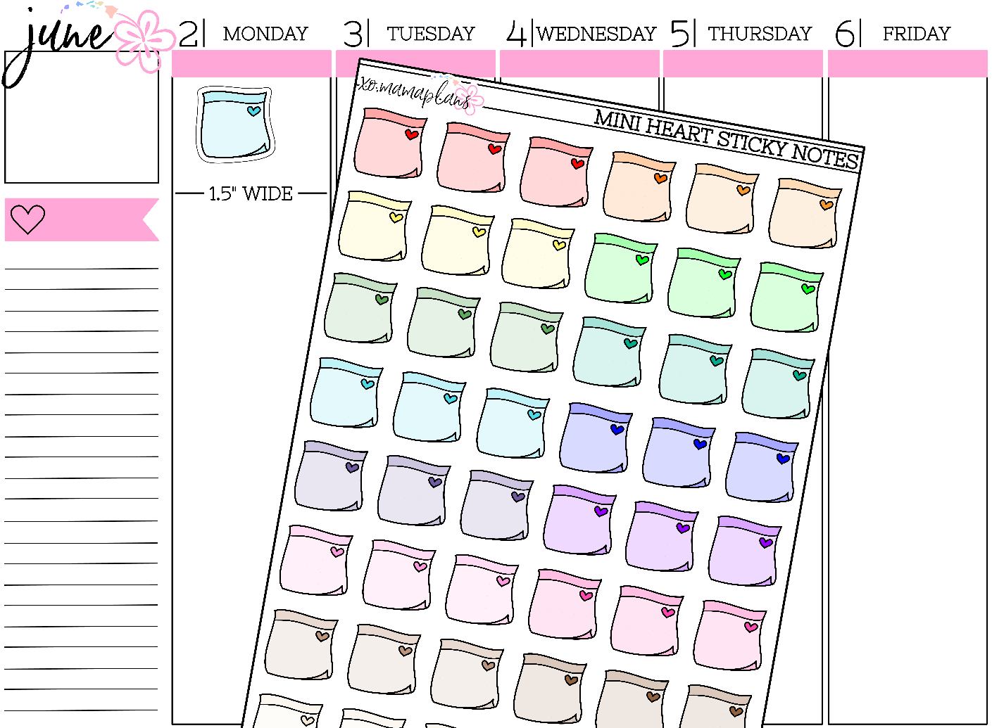 Mini Note Stickers Mini Sticky Note Stickers – xoMamaPlans